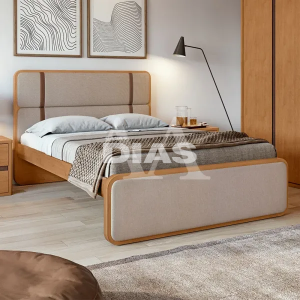 CAMA LOPAS CASAL LEDER BEGE/CORANO AMENDOA CLEAN