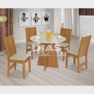 CJ MESA 4C SAO CARLOS ELANE REDONDA 90x90 FREIJO / OFF WHITE