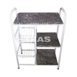 FRUTEIRA SERRA TUBOS P/ MICRO 90CM C/GRANITO 2 CESTAS BRANCO MARTELADO