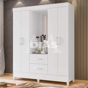 ROUPEIRO 2G 4P. ABRIR C/ ESPELHO ALBATROZ MOBI CAPELINHA BRANCO FOSCO