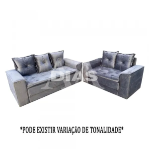 CJ ESTOFADO BOMFLEX 2/3 LUGARES HAITI CINZA VELUDO INCA 10