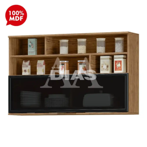 ARMARIO MX 1P ABRIR BASCULANTE C/ VIDRO TOSCANA 120CM FREIJO