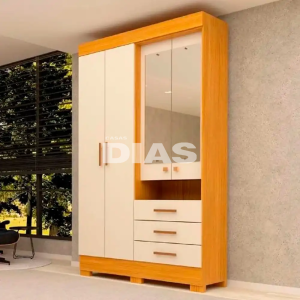 ROUPEIRO 4P ABRIR 3G ACP DEBORA CAPELINHA C/ESPELHO CINAMOMO/OFF WHITE