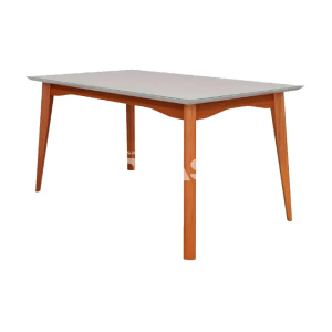 MESA AGN ALICE RETANGULAR 156X90 C/VIDRO MADEIRA/OFF WHITE