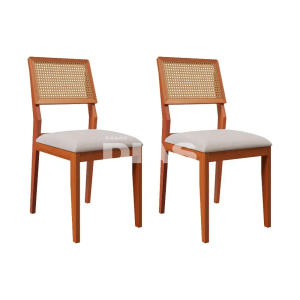 CJ 02 CADEIRAS AGN LARISSA TELA MADEIRA/LINHO