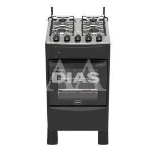 FOGAO 4B REALCE IRIS PLUS MESA INOX AUTOMATICO PRETO