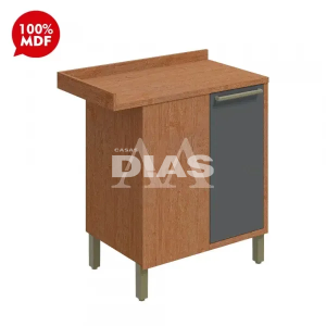 BALCAO RONIPA CANTO 1P ABRIR SYRAH 80CM CASTANHO / CHUMBO