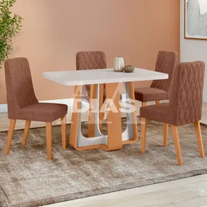 CJ MESA 4C LOPAS SINTONIA TAMPO MAXI CAD LUAR 120X80 C/VIDRO AVELA/AME