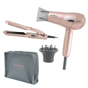 SECADOR E PRANCHA BRITANIA KIT TRAVEL ROSE GOLD BIVOLT