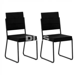 CJ 02 CADEIRAS CARRARO ESTOFADA 1736 PRETO NAPA PRETO