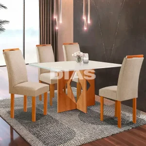 CJ MESA 4C CEL MOVEIS MILAO RETANGULAR 120X80 TAMPO LONDRES PLUS C/VDO