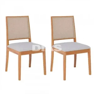 CJ 02 CADEIRAS CIMOL BURITI NATUAME MADEIRA/LINHO CINZA