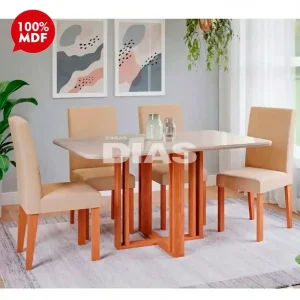 CJ MESA 4C CIMOL FLORA RETANGULAR 130X80 MAIA CINAMOMO/OFF WHITE/GENGI