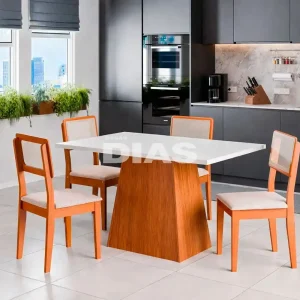 CJ MESA 4C DOBUE CORDOBA 137X80 CINAMOMO/BRANCO OFF/NEVOA BOUCLE